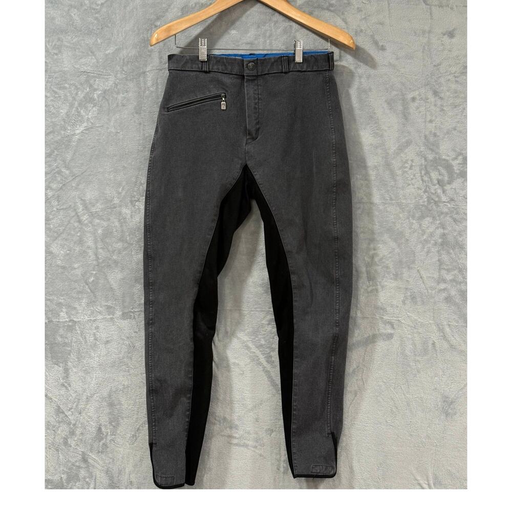 RTS Sportline Bentex Full Seat Riding Breeches Womens 32L Gray Black Pants EU 88